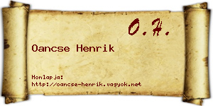 Oancse Henrik névjegykártya